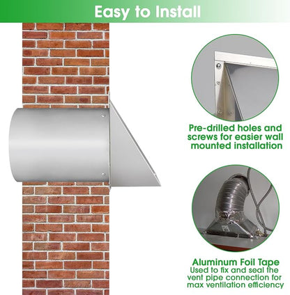 8 Inch Wall Vent, Hooded Wall Vent - Image 6