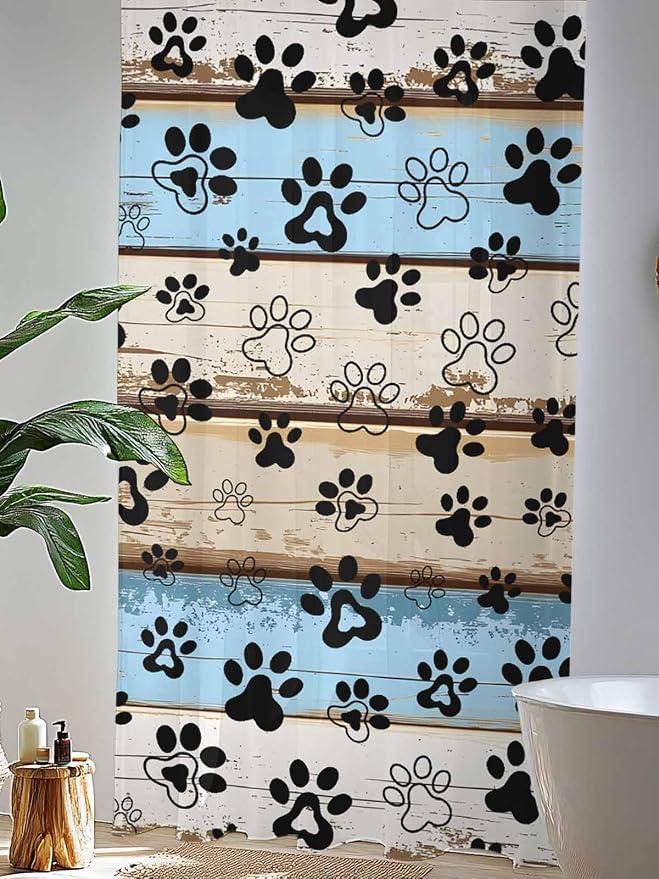 Sheer Curtains 96 Inches Long, Vintage Farmhouse Rustic Wooden Grain Privacy - Image 4