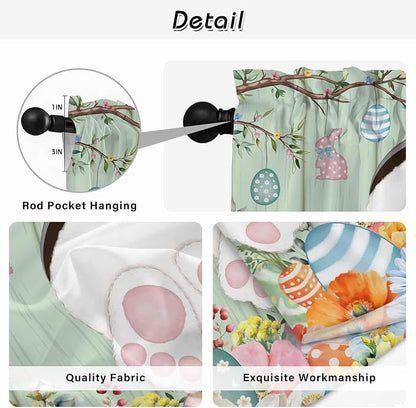 Easter Kitchen Tier Curtains 24 Inch Long 2 Panel Set, Rod Pocket Cafe Small - Image 9