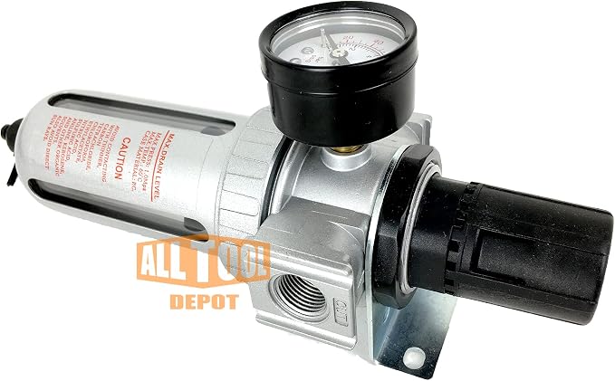 3/8" NPT Mid Flow Compressed Air In Line Filter Regulator Combo Piggyback - Image 3