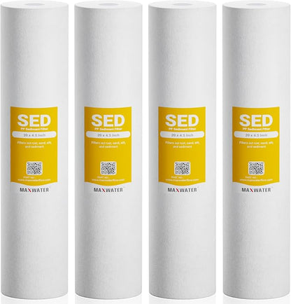 Max Water 5 Micron 20 x 4.5 Sediment Filter 20 inch Whole House BB Water by MaxWater