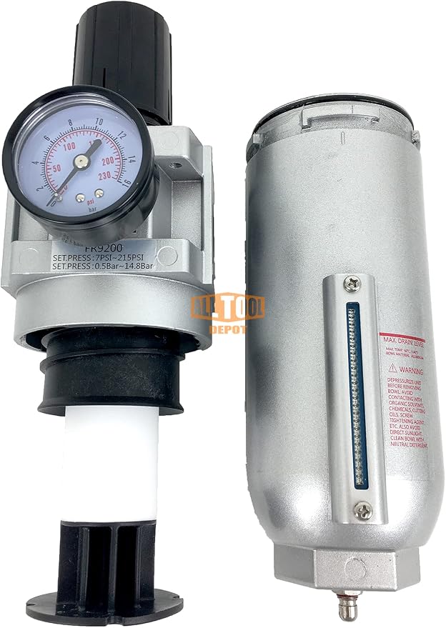 1" NPT SUPER DUTY Compressed Air In Line Filter Regulator Combo Piggyback - Image 5
