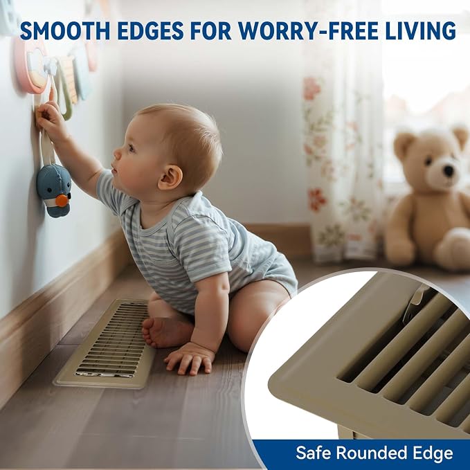 4" x 12" Floor Register Vent Covers 2-Pack, Walkable Powder-Coated Metal Vent - Image 3