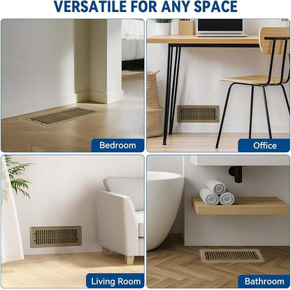 4" x 12" Floor Register Vent Covers 2-Pack, Walkable Powder-Coated Metal Vent - Image 7