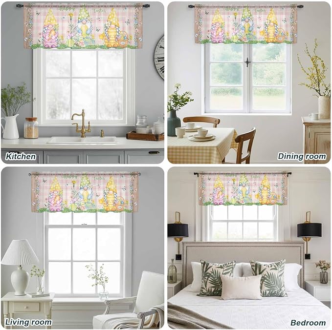 Happy Easter Sheer Valances for Windows 42"x18", Light Filtering Kitchen - Image 5