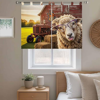 Farm Sheep Bedroom Curtains 63 Inch Length, Window Curtains Tab Top, Farmhouse - Image 9