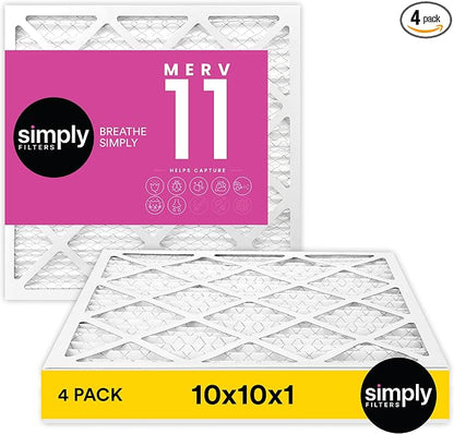 Simply 10x10x1 Air Filter, MERV 11, 4 Pack, by SimplyFilters