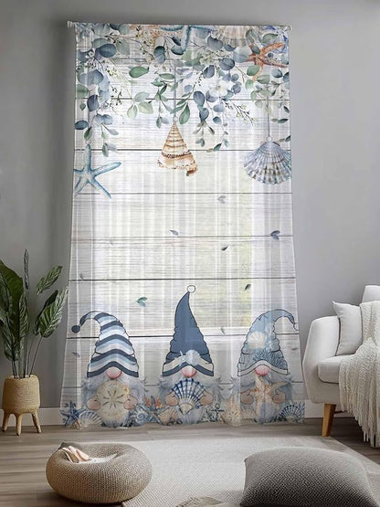 Sheer Curtains 96 Inches Long, Coastal Eucalyptus Leaf Semi Sheer Curtains - Image 2