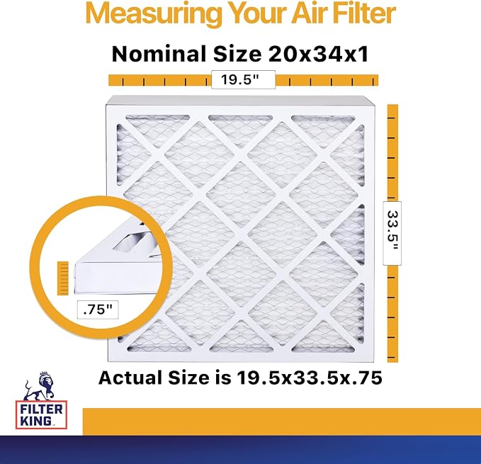 Filter King 20x34x1 Air Filter | 6-PACK | MERV 13 HVAC Pleated A/C Furnace - Image 2