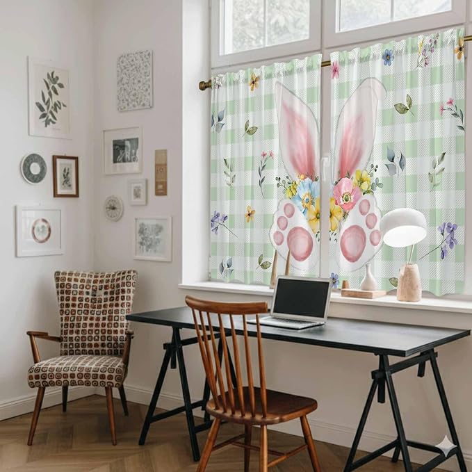 Easter Kitchen Curtains 54 Inch Long 2 Panel Set, Rod Pocket Window Curtains - Image 6