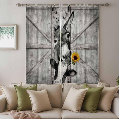 Funny Farm Animals Living Room Curtains 84 Inch Length, Window Curtains Tab Top - Image 3
