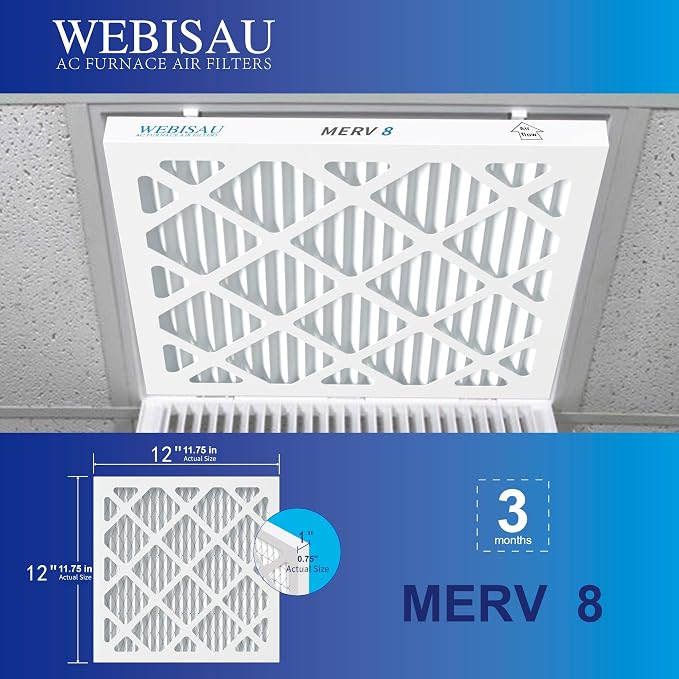 12x12x1 Air Filter MERV 8 MPR 600 2Pack Pleated HVAC Furnace AC Filters - Image 3