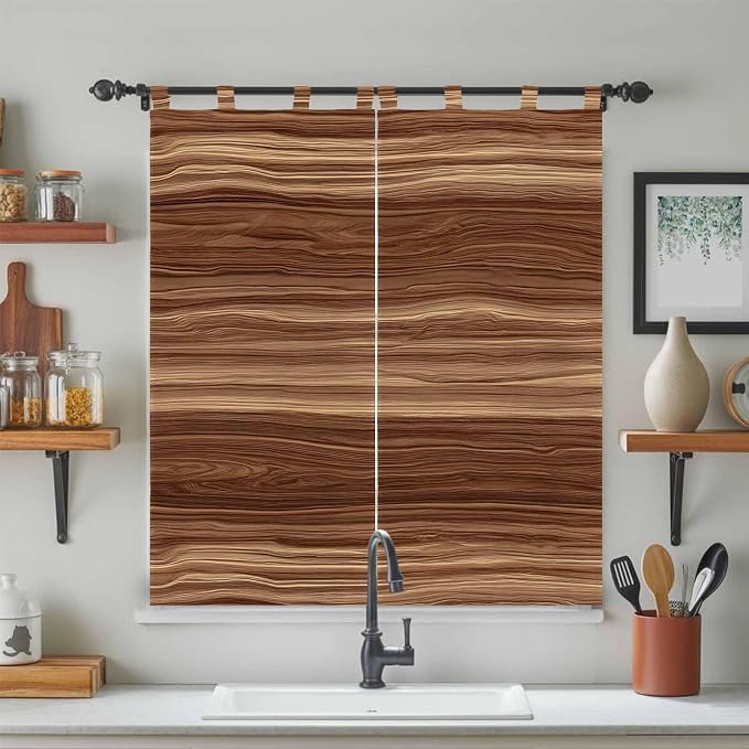 Brown Western Living Room Curtains 84 Inch Length, Window Curtains Tab Top - Image 3