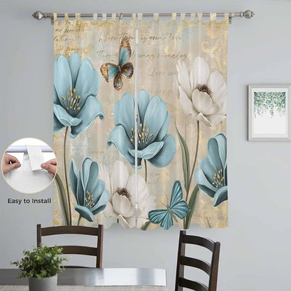 Spring Flowers Living Room Curtains 84 Inch Length, Window Curtains Tab Top - Image 4