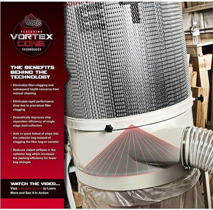 JET Vortex Cone Dust Collector, 2-Micron Canister Filter, 2 HP, 230V 1Ph - Image 3
