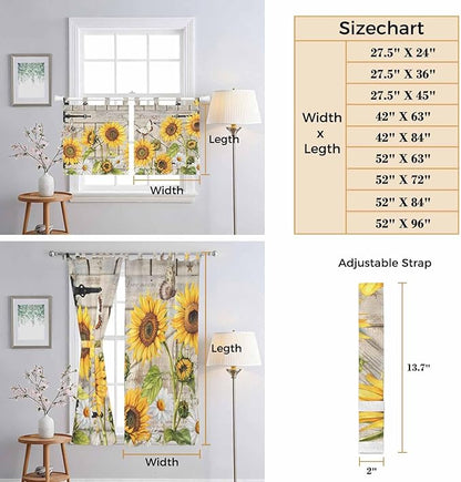 Farm Flowers Kitchen Curtains 24 Inch Length, Small Window Curtains Tab Top - Image 8