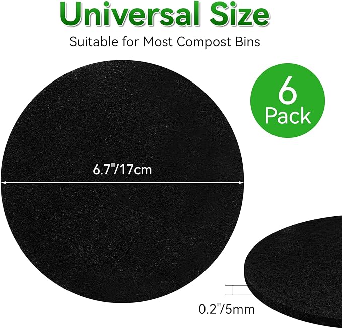 12 Pack Charcoal Filters for Compost Bucket, 6.7 Inch Compost Filters for - Image 2