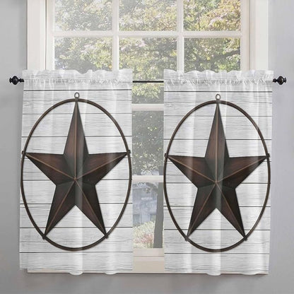 Vintage Farm Western Star Window Valance Curtains, 2 Panel - Image 2