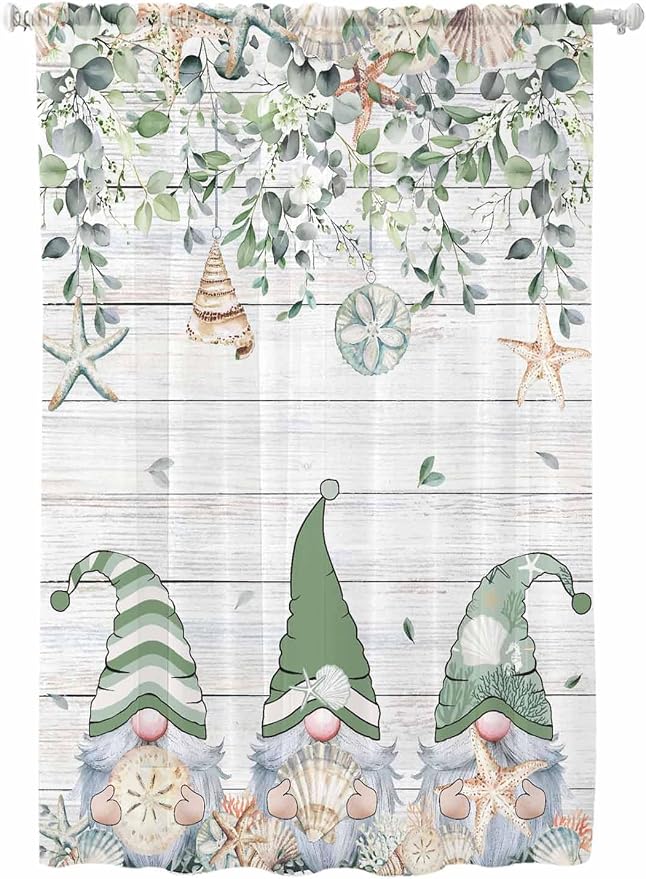 Sheer Curtains 72 Inches Long, Coastal Eucalyptus Leaf Semi Sheer Curtains by Unknown