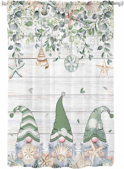 Sheer Curtains 72 Inches Long, Coastal Eucalyptus Leaf Semi Sheer Curtains by Unknown