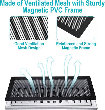 Magnetic Floor Register Vent Covers, 4 x 14 Inch Air Vent Filter Mesh, Sticky - Image 3