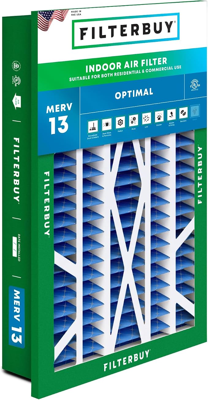 Filterbuy 20x30x5 Air Filter MERV 13 Optimal Smoke & Allergy Defense, by Filterbuy