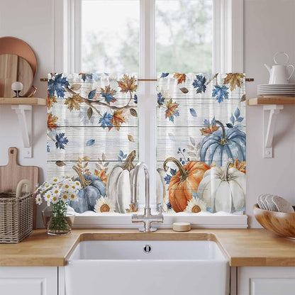 Thanksgiving Pumpkin Kitchen Tier Curtains 45 Inch Long 2 Panel Set, Rod Pocket by Unknown