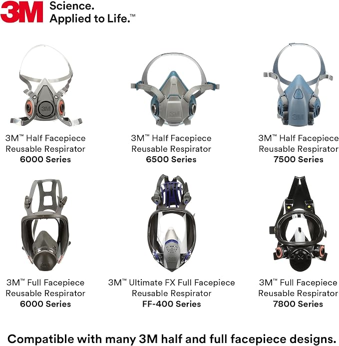 3M P100 Respirator Cartridge/Filter 60923, 1 Pair, NIOSH Approved, Helps - Image 7