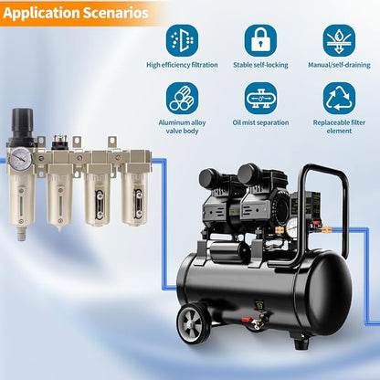 1/2" NPT Industrial Grade 4 Stage Air Compressor Drying System, 0-240 PSI - Image 3