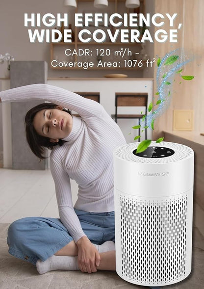 MEGAWISE Air Purifier EPI235A for Small Rooms | H13 True HEPA Filter | Removes - Image 3