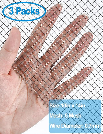 3Pack 5Mesh 10'' x 14'' Wire Mesh Screen, 304 Stainless Steel Anti-Rusted Mesh - Image 2