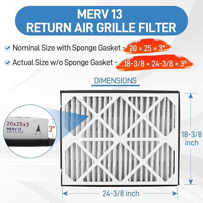 20x25x3 MERV 13 Pleated Air Filter, 2 Pack, Compatible - Image 2