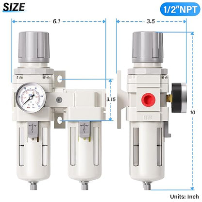 TAILONZ PNEUMATIC 0-150PSI 1/2 Inch NPT Particulate Filter+Coalescing Filter - Image 2