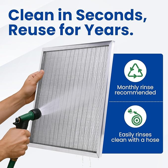 McPherson Reusable Air Filter 20x16x1 | Washable MERV 8 | Made in USA Metal - Image 3