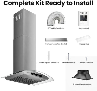 30" Wall Mount Range Hood Tempered Glass 900 CFM, Kitchen Chimney Vent - Image 8