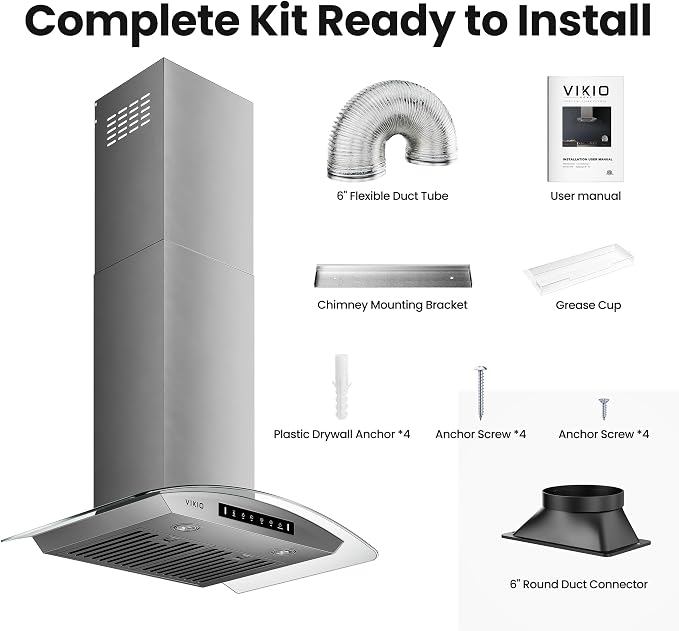 36" Wall Mount Range Hood Tempered Glass 900 CFM, Kitchen Chimney Vent - Image 8