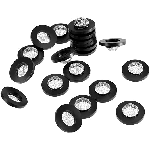 20 Pcs Hose Washer with Screen Filter Washers Stainless Steel & Black Rubber - Image 3
