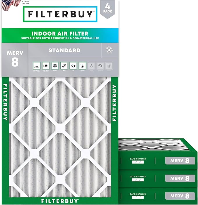 Filterbuy 12x20x2 Air Filter MERV 8 Essential Dust & Allergy Defense, by Filterbuy