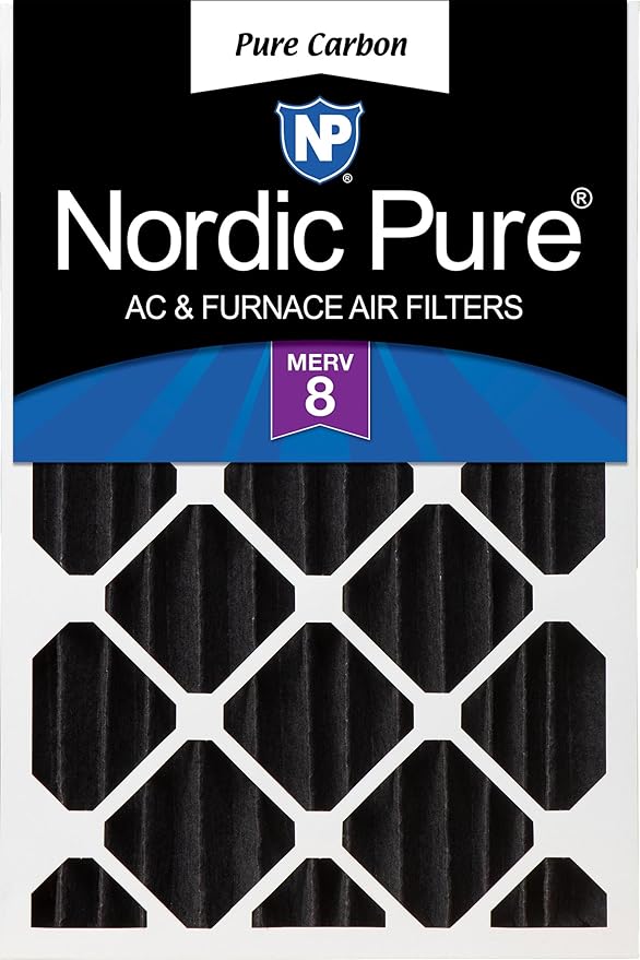 Nordic Pure 16x20x4 Pure Carbon Pleated Odor Reduction Merv 8 Furnace Filter 1 by NordicPure