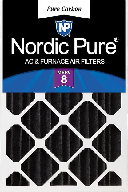 Nordic Pure 16x20x4 Pure Carbon Pleated Odor Reduction Merv 8 Furnace Filter 1 by NordicPure