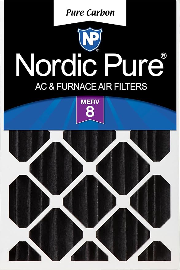 Nordic Pure 20x25x4 Pure Carbon Pleated Odor Reduction Merv 8 Furnace Filter 1 by NordicPure