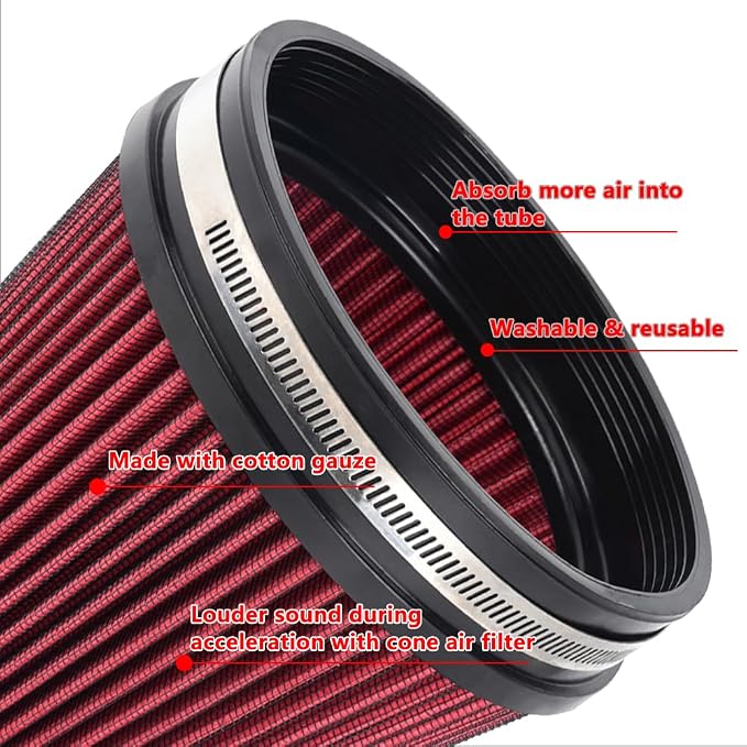 MUGE RACING 6" 152 mm High Flow Inlet Air Filter, Air Intake Cone Filter - Image 2