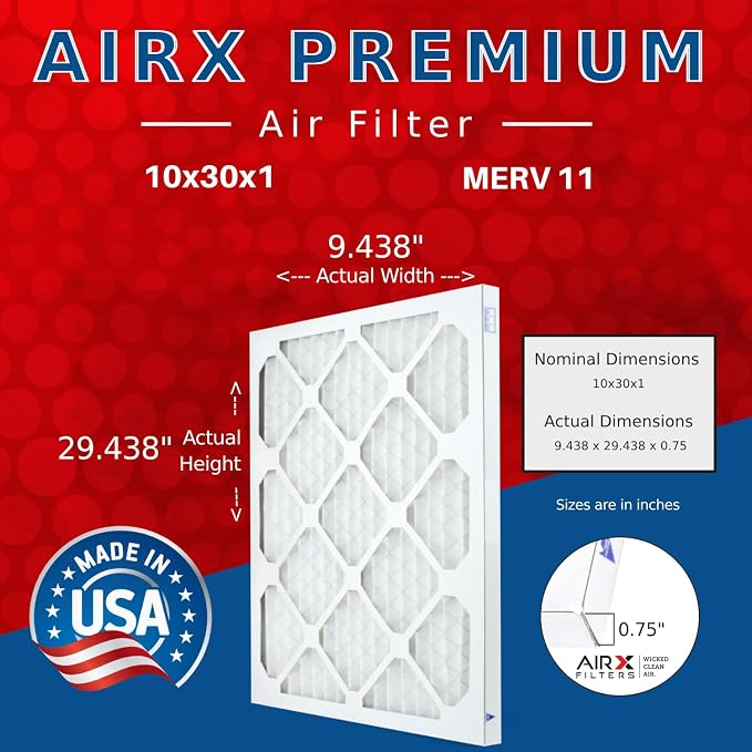 AIRX FILTERS WICKED CLEAN AIR. 10x30x1 Air Filter MERV 11 Electrostatic Pleated - Image 2