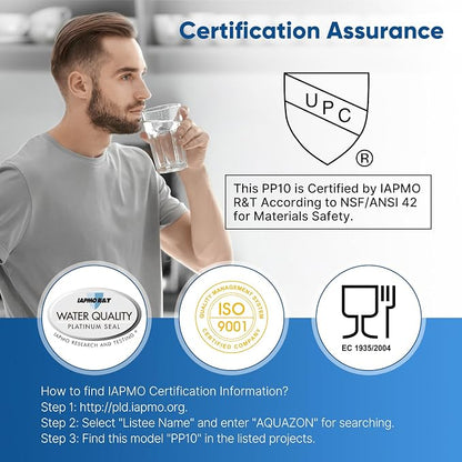 PUREPLUS 5 Micron 10" x 2.5" Whole House Sediment Home Water Filter Cartridge - Image 2
