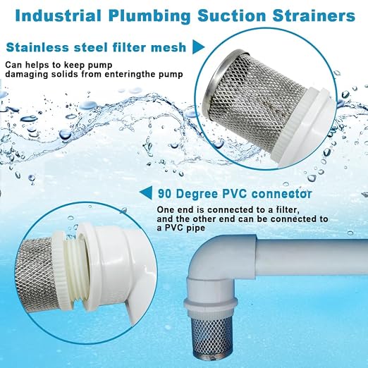 DN20 inch stainless steel filter cover connected to 90 degree elbow 3/4" PVC - Image 4