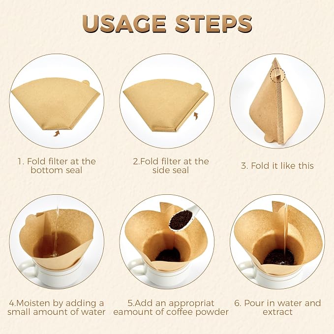 200 Count #4 Cone Coffee Filters 8-12 Cup, Unbleached Natural Paper, Disposable - Image 4