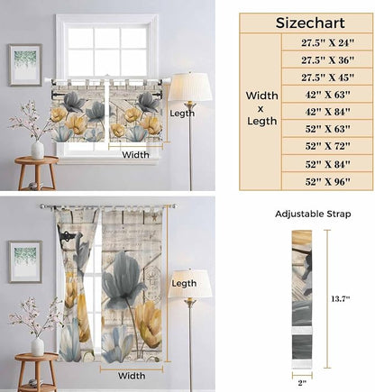 Spring Tulips Flower Bedroom Curtains 63 Inch Length, Window Curtains Tab Top - Image 8