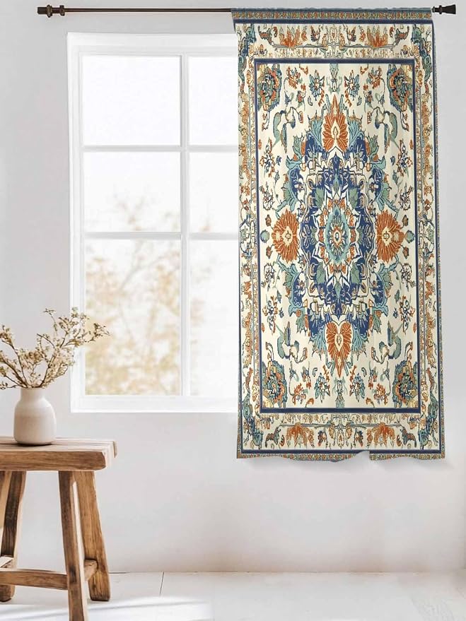 Sheer Curtains 63 Inch Length, Southwest Farmhouse Semi Sheer Curtains Light - Image 3