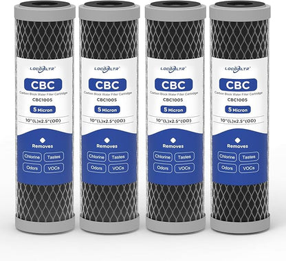 5 Micron 10" x 2.5" Whole House CTO Carbon Block Water Filter Cartridge by Locofiltr