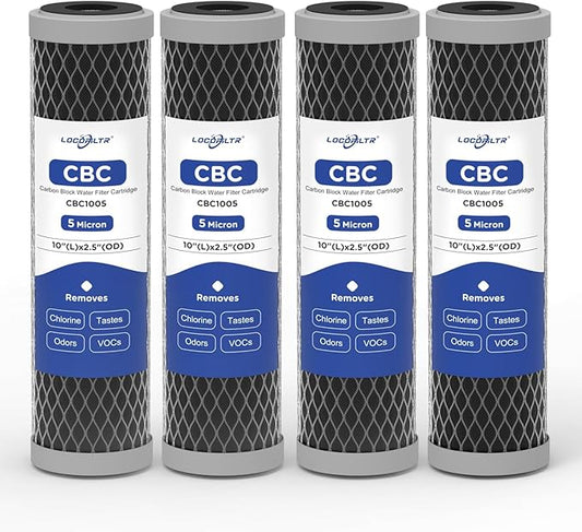 5 Micron 10" x 2.5" Whole House CTO Carbon Block Water Filter Cartridge by Locofiltr